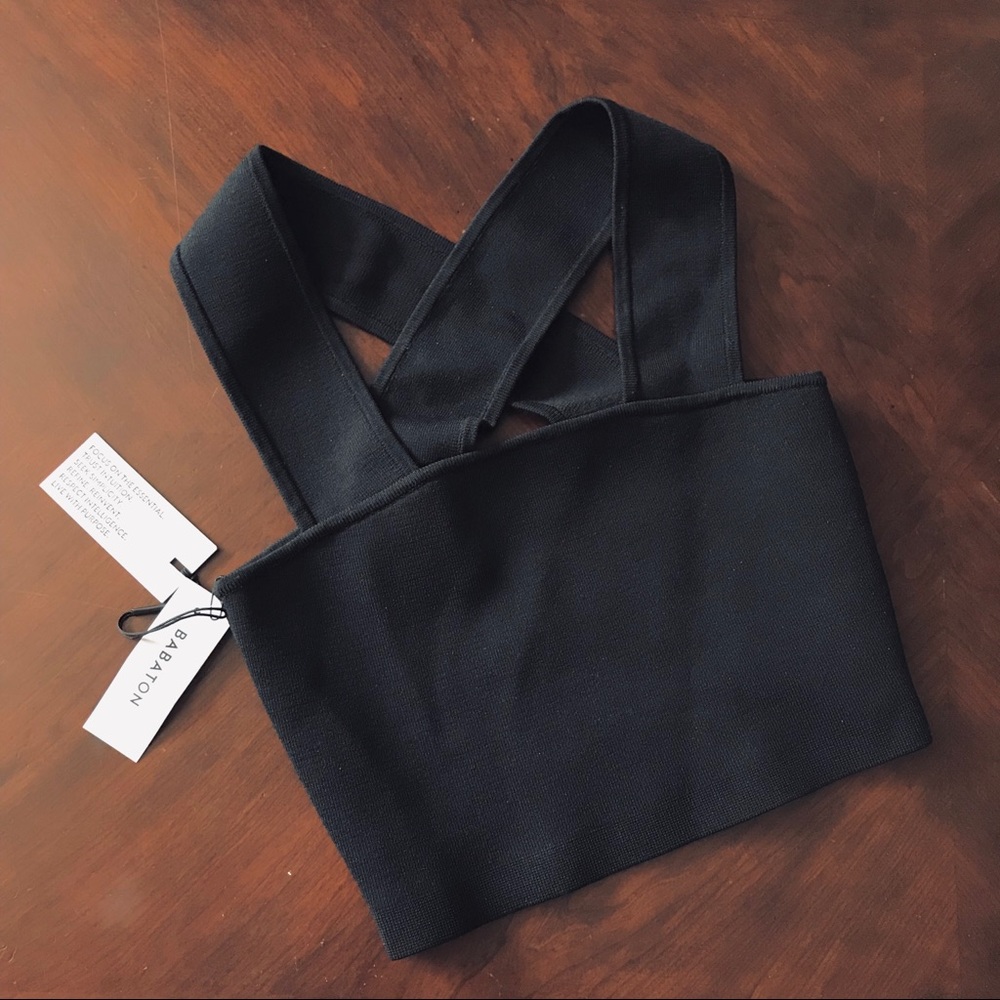 BABATON Black Torsten Stretch Crop Top XXS